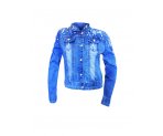 Модная рваная джинсовая куртка с россыпью из страз, арт. I33037-8.
