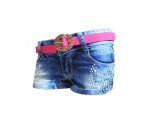 Стильные джинсовые шорты для девочек,ремень в комплекте, арт. 580216.