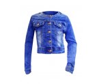 Джинсовая куртка-стрейч с интересной вышивкой ,  для девочек, арт. I33258-8.