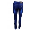 Синие джинсы-стрейч модной варки,с отворотами, для девочек, арт. I33359.