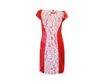 Коктельное красное платье с кружевными вставками, для девочек, арт. 7-621.