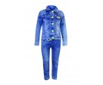 Голубой джинсовый костюм для девочек, брюки на резинке, арт. I33686-8/I33686.